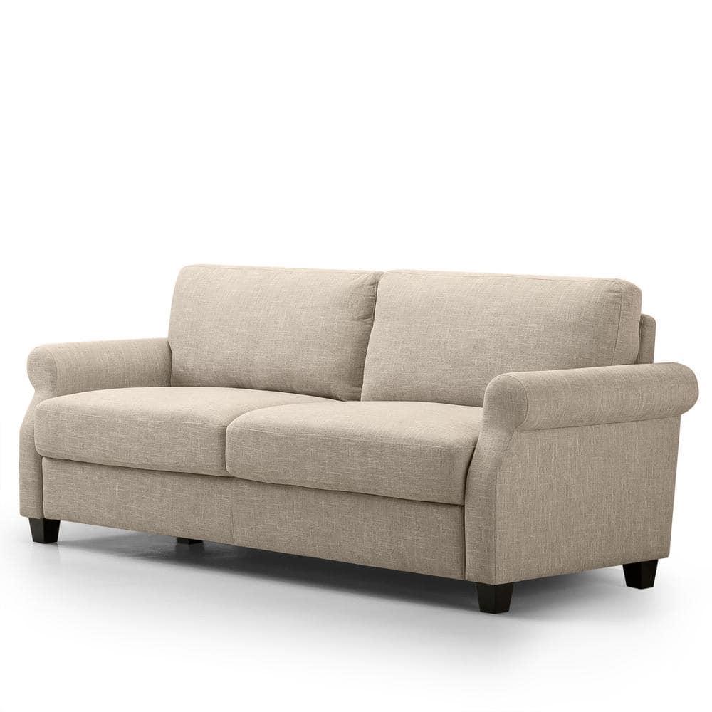 78" Josh Sofa Beige - Zinus: Easy-to-Clean, Woven Fabric, Seats Three, Tool-Free Assembly