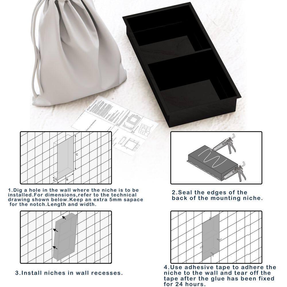 Hypertaire Double Layer Recessed Shower Niche No Tile Needed