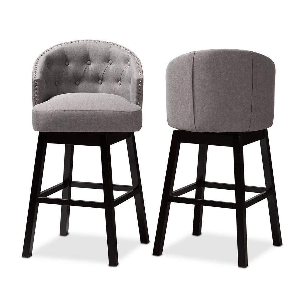 Set of 2 Theron Swivel Barstools Gray - Baxton Studio