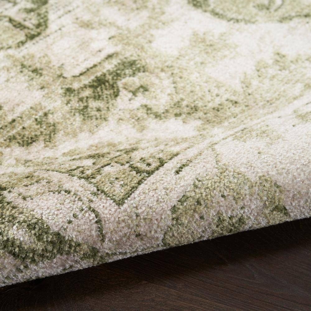 Nourison Washable Astra Vintage Medallion Indoor Flatweave Area Rug Ivory Green 5'3" x Round
