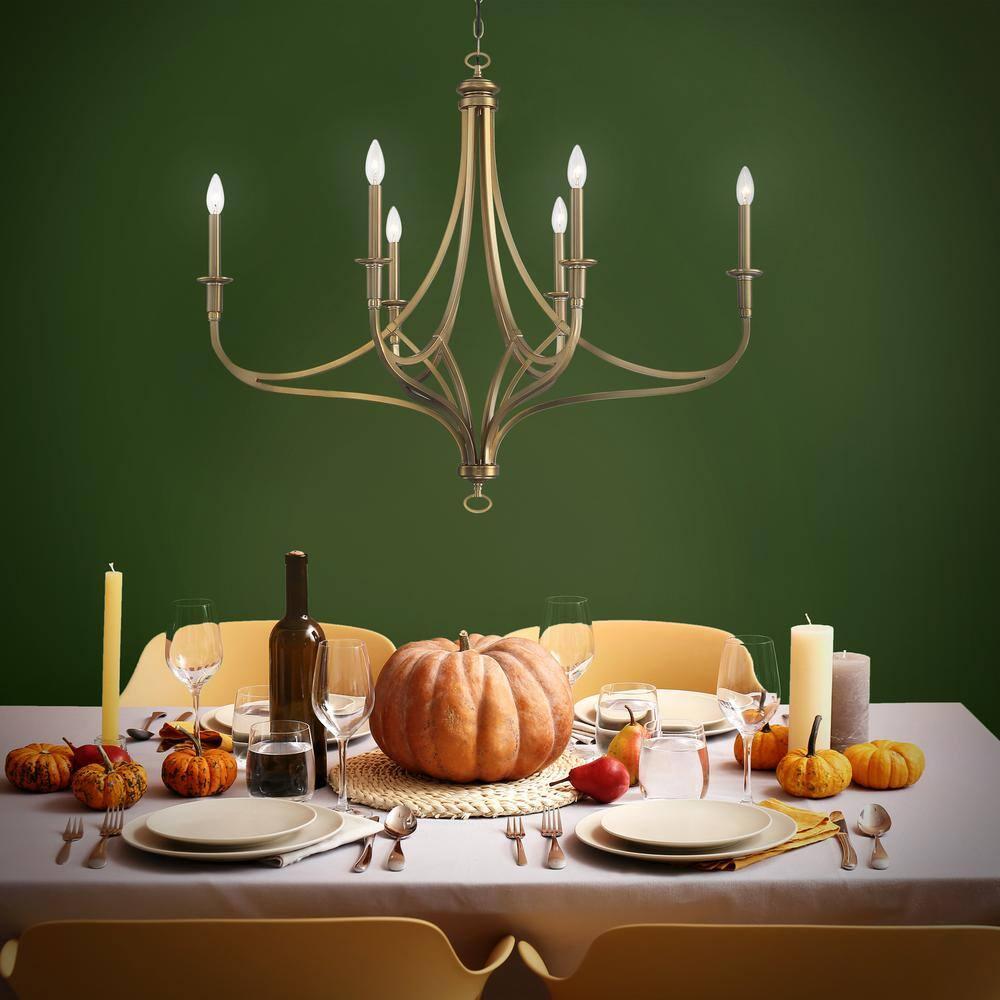 Minka Lavery Brushed Honey Gold Chandelier 40" Wide Modern 6-Light Fixture for Dining Room House Foyer Kitchen Entryway Bedroom