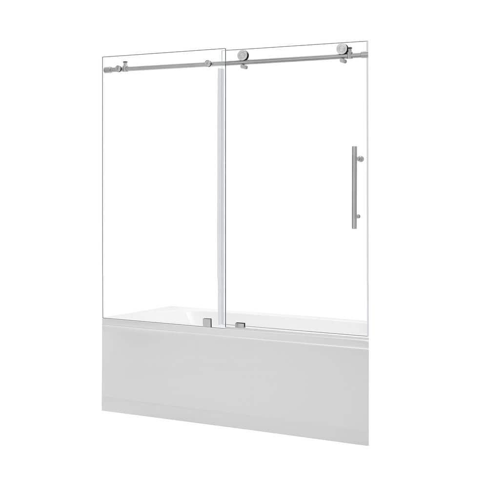 56" - 60" W x 58" H Single Sliding Frameless Tub Door