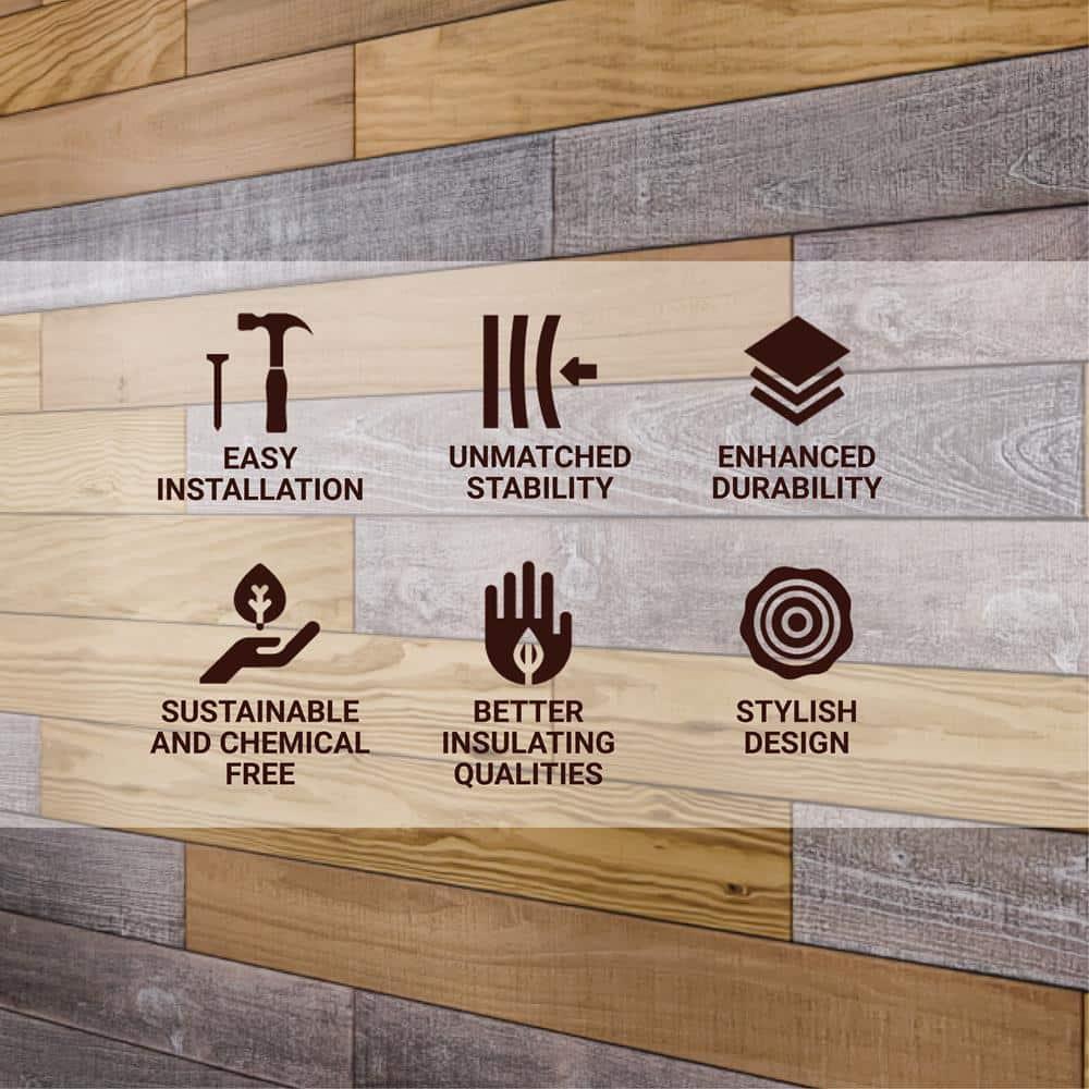 HomeRoots Thermo-Treated 1/4 x 5 in. x 4 ft. Barn Wood Wall Planks (10 sq. ft. 6-Pack)