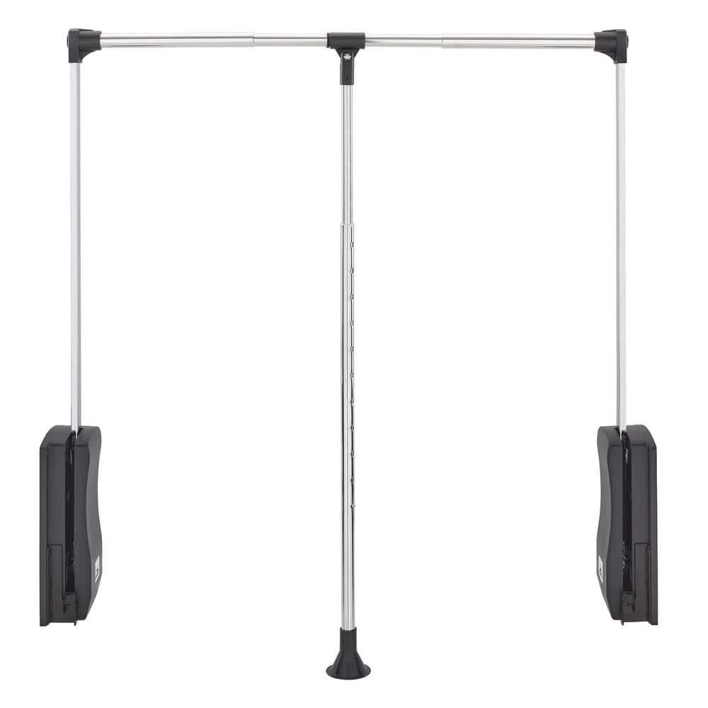 Rev-A-Shelf 26"-35" Pull Down Adjustable Side Mounted Closet Rod for Kitchen/ Bathroom Cabinets with Telescoping Handle & Hardware, Chrome, CPDR-2635