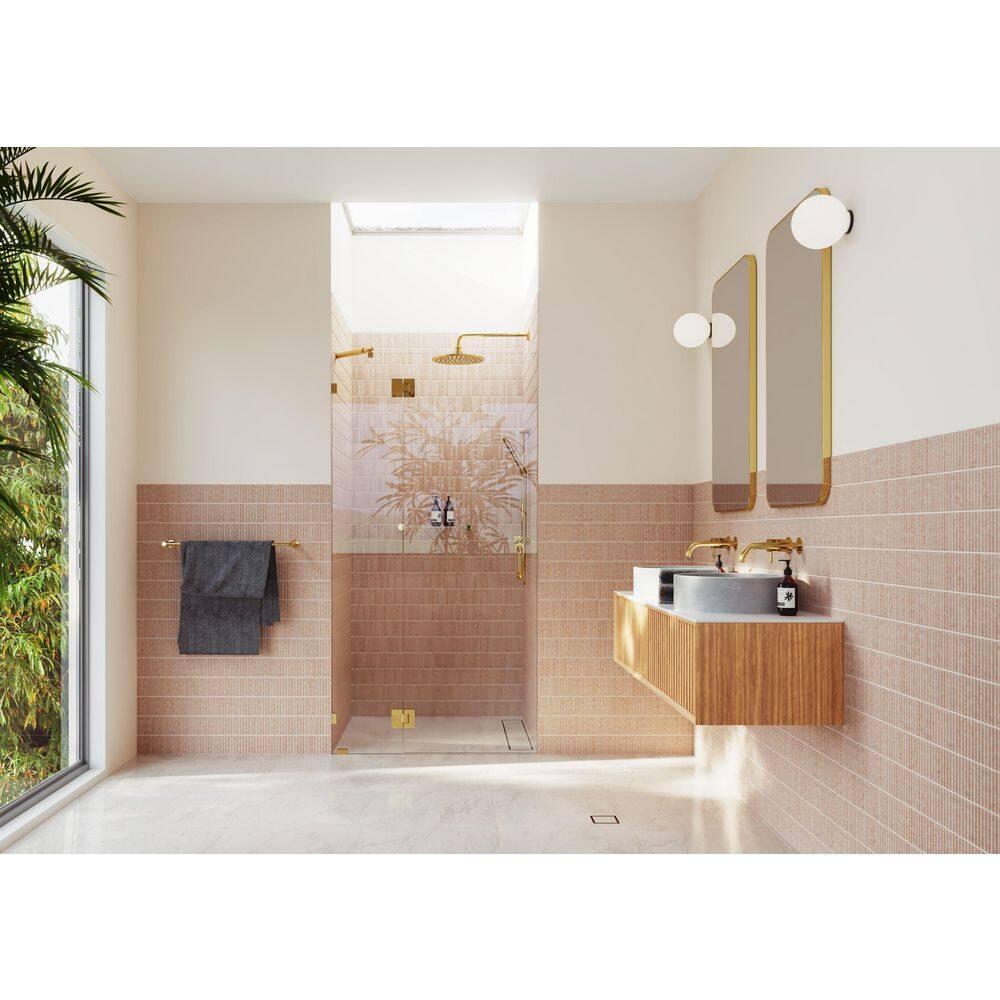 Glass Warehouse Halo 38.25 in. x 78 in. Frameless Glass Hinge Shower Door GW-GH-38-25-PB