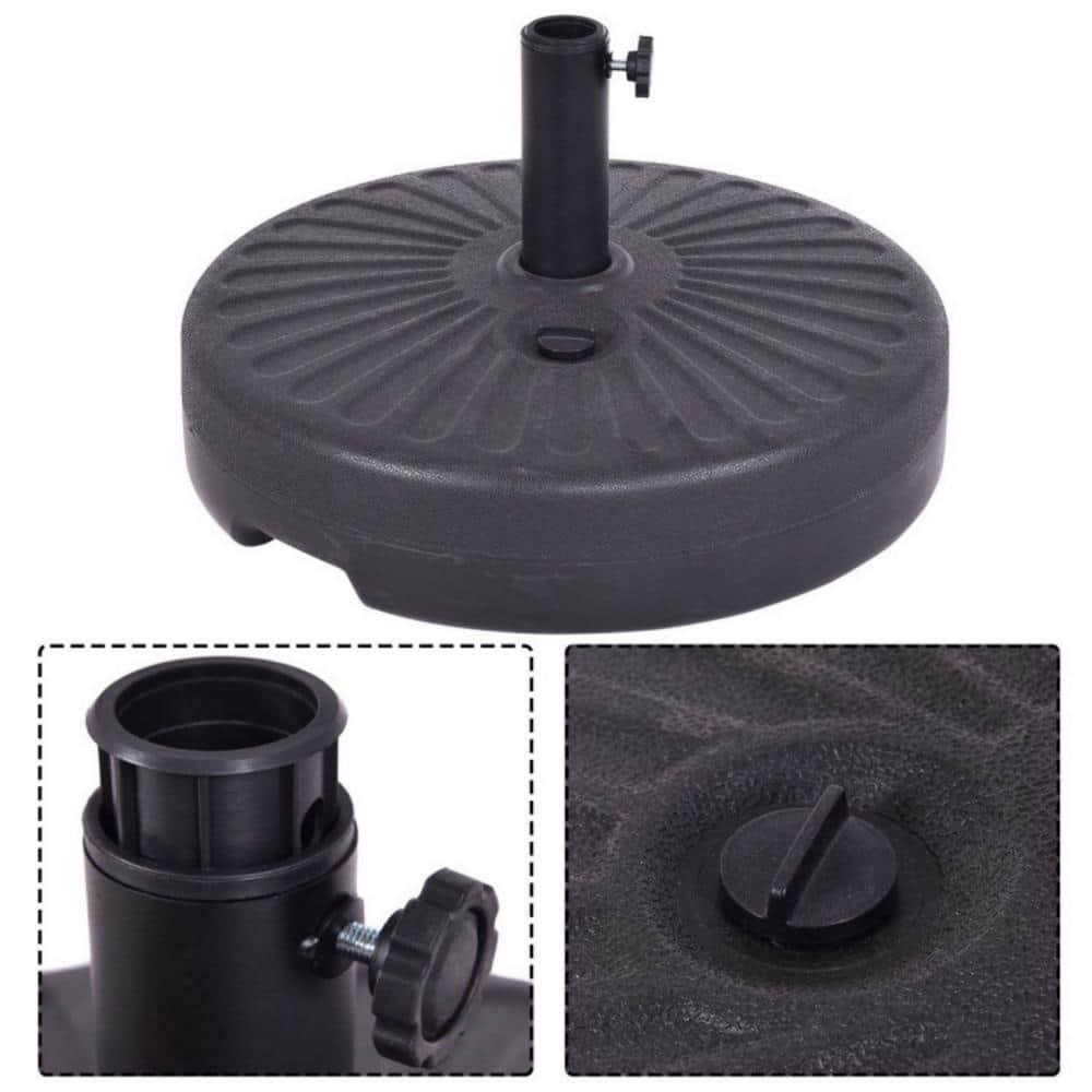 Costway 20'' Round 23L Water Filled Umbrella Base Stand Self-filled Patio Furniture Black