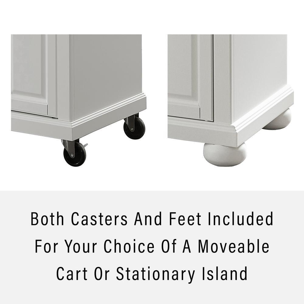 Crosley Alexandria Stainless Steel Top Portable Kitchen Island White : Hardwood Construction, Adjustable Shelf
