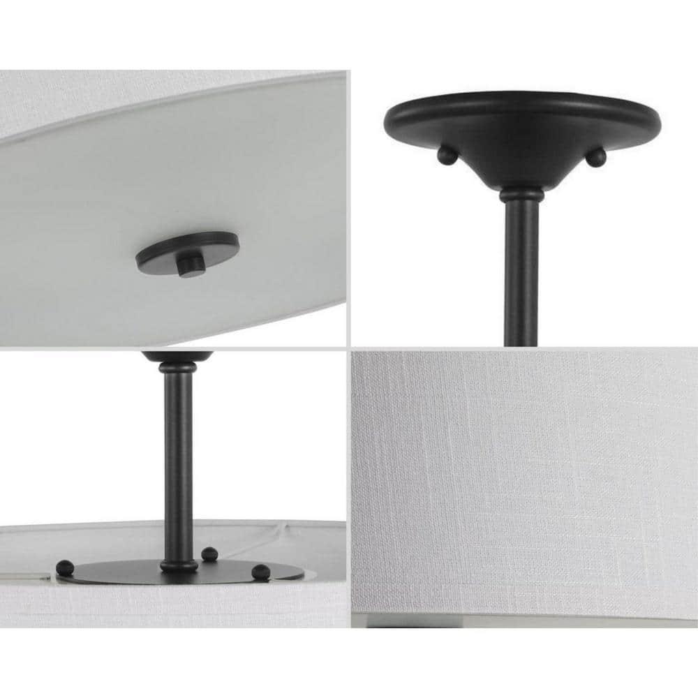 Progress Lighting, Inspire Collection, 3-Light Semi-Flush Mount, Graphite, Summer Linen Shade
