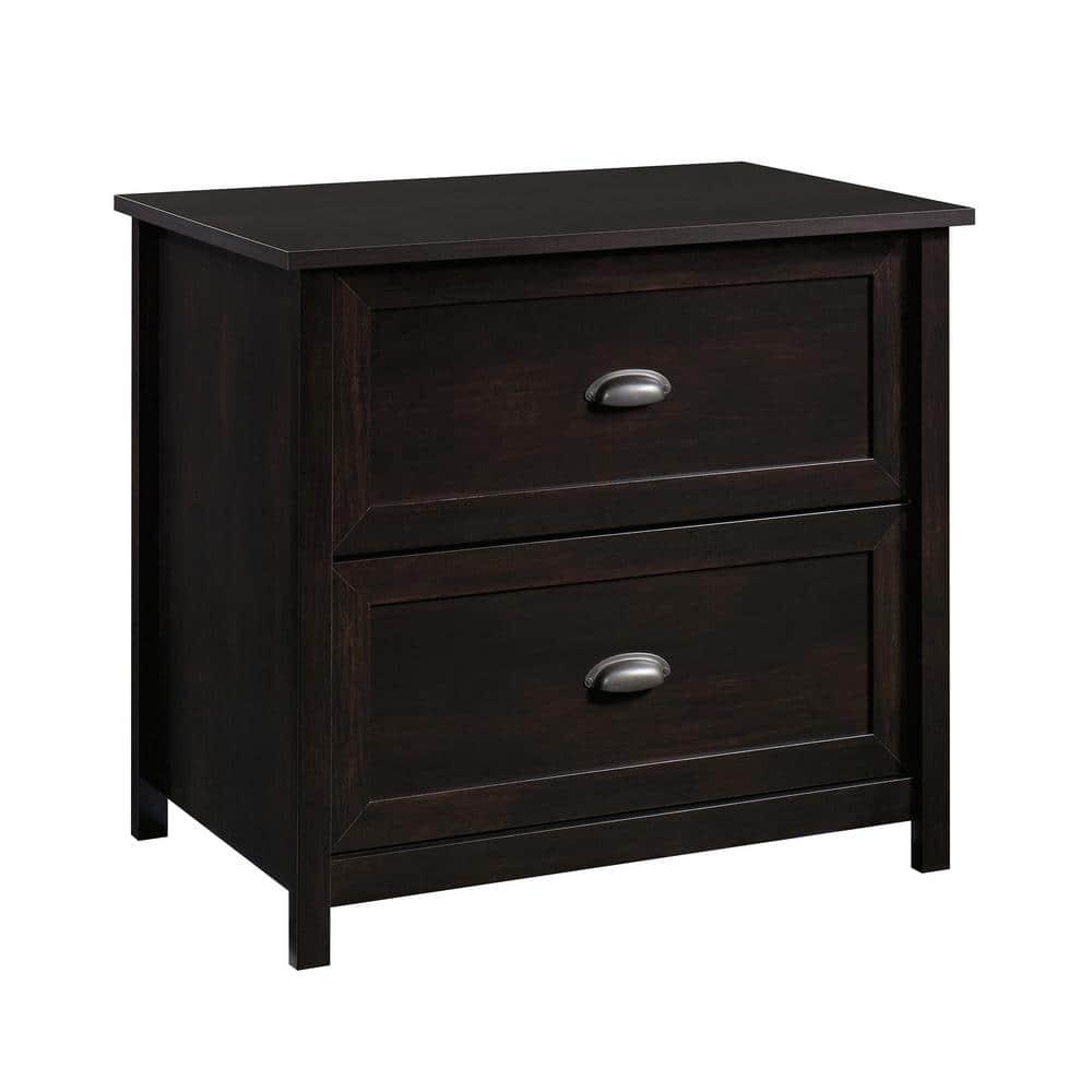 2 Drawer County Line Lateral File Cabinet Estate Black - Sauder: Modern Style, MDF, Paper Laminate Surface