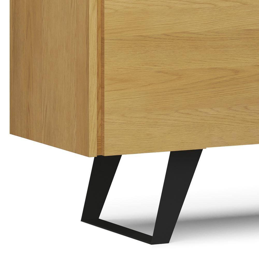 Simpli Home Lowry 63 inch Wide Modern Industrial TV Media Stand in Oak For TVs up to 70 inches