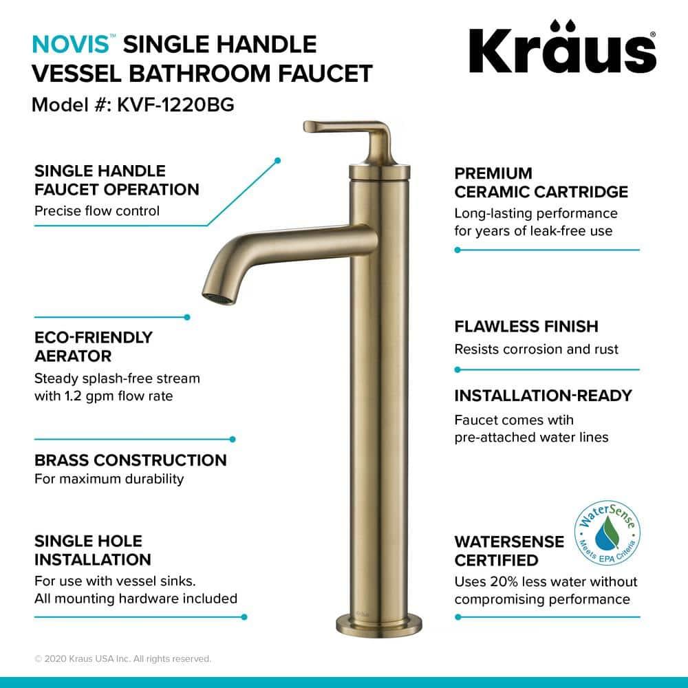 Ramus Vessel Sink Bathroom Faucet with Drain Assembly