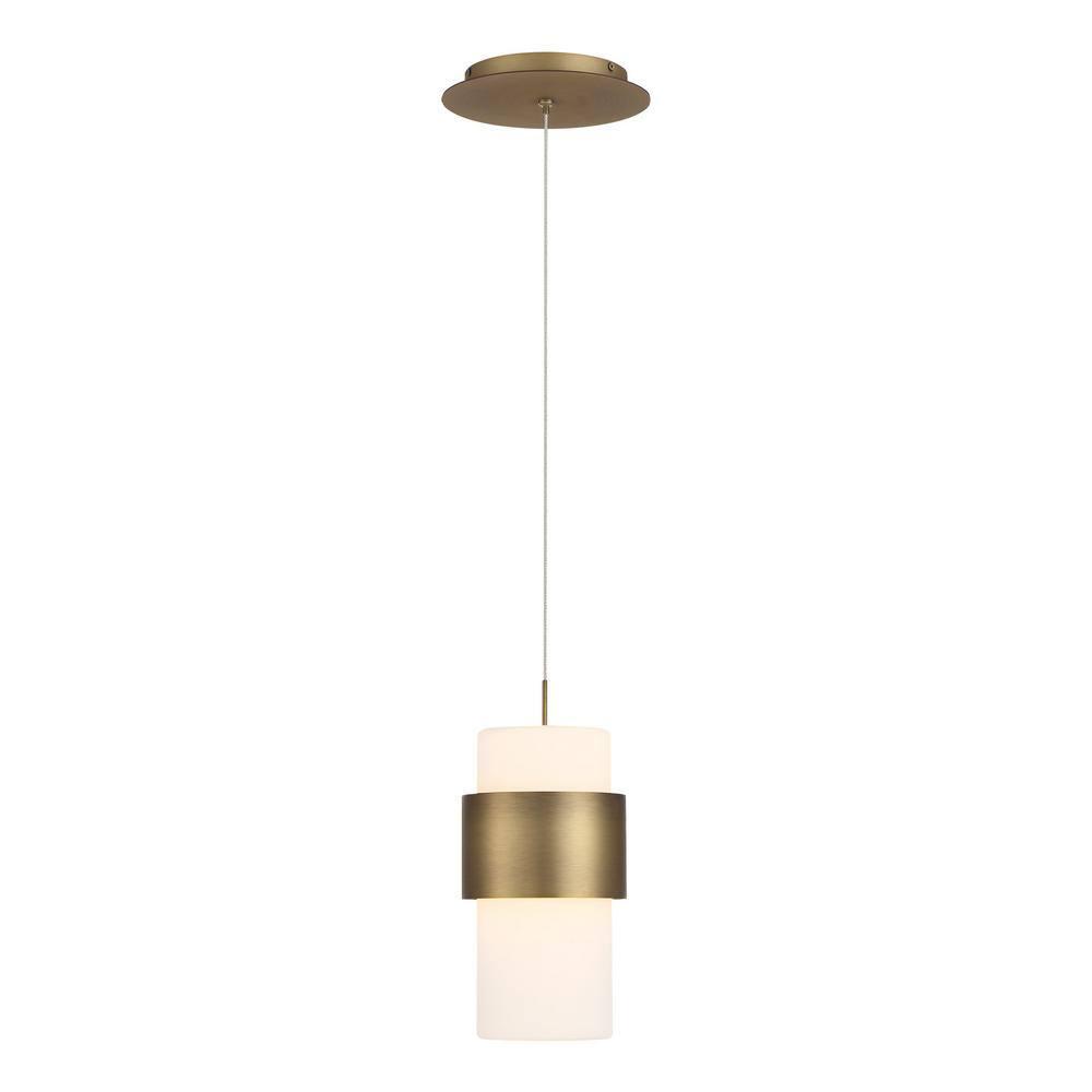 WAC Lighting Banded 9" LED 3000K Mid-Century Aluminum Pendant in Aged Brass