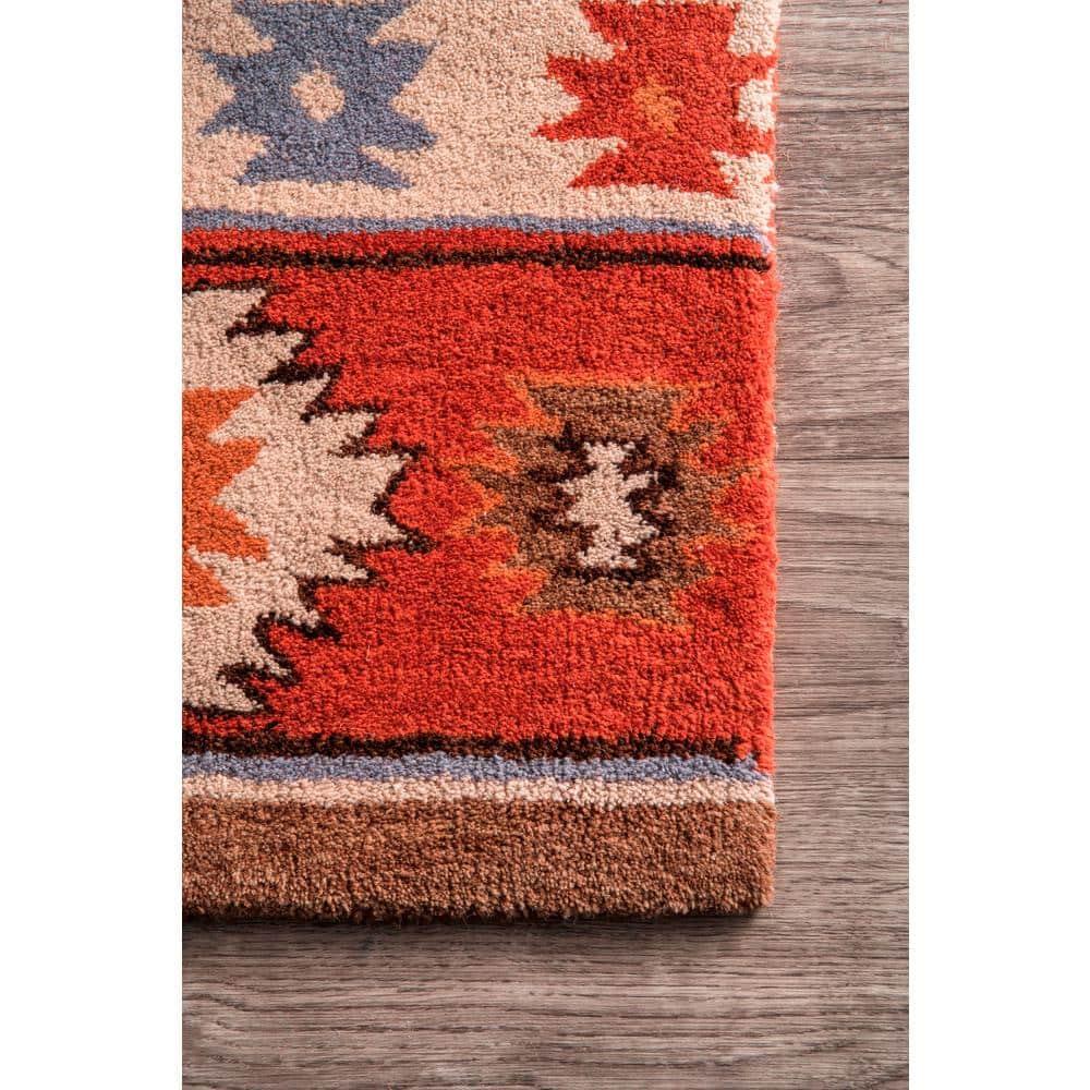 2'x3' Hand Tufted Shyla Accent Rug Orange - nuLOOM: Wool, Geometric, Bohemian, Medium Pile, Indoor Use