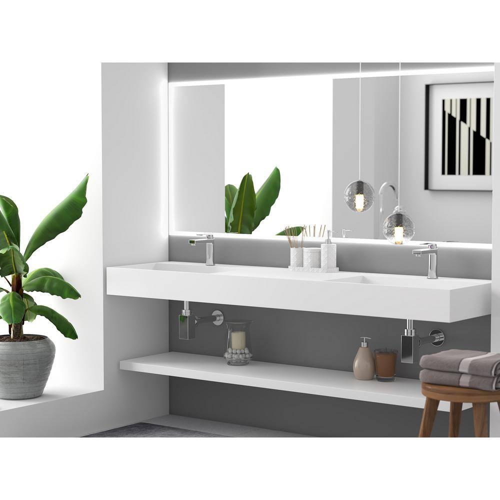 Juniper 72" Rectangular Modern Wall-Mounted Bathroom Sink with Concealed Drain Plate
