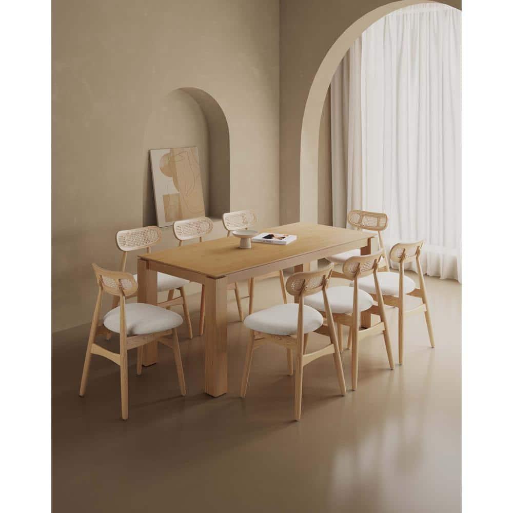 Manhattan Comfort 9pc 70.86" Rockaway and Colbert Rectangle Dining Set: Industrial Chic, Ash Wood, Foam Padded Seats