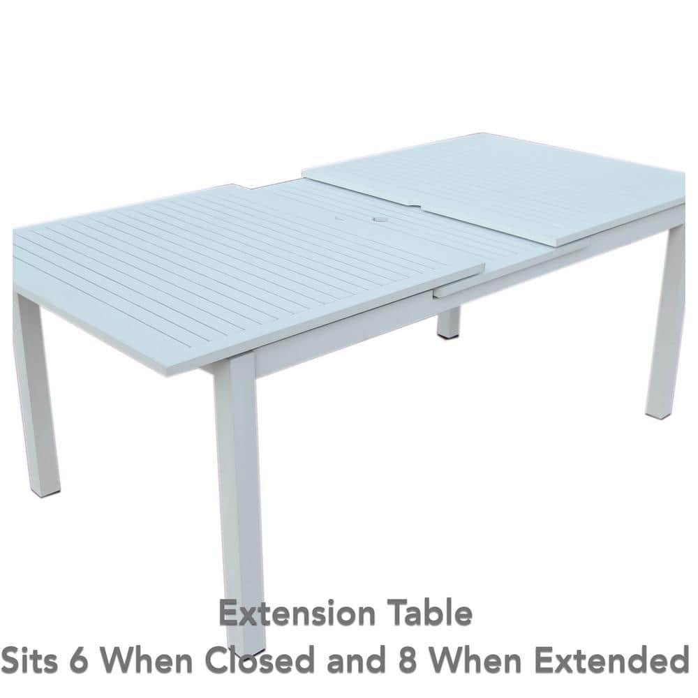 Mantona White 9-Piece Aluminum Outdoor Dining Set with Sling Set in White