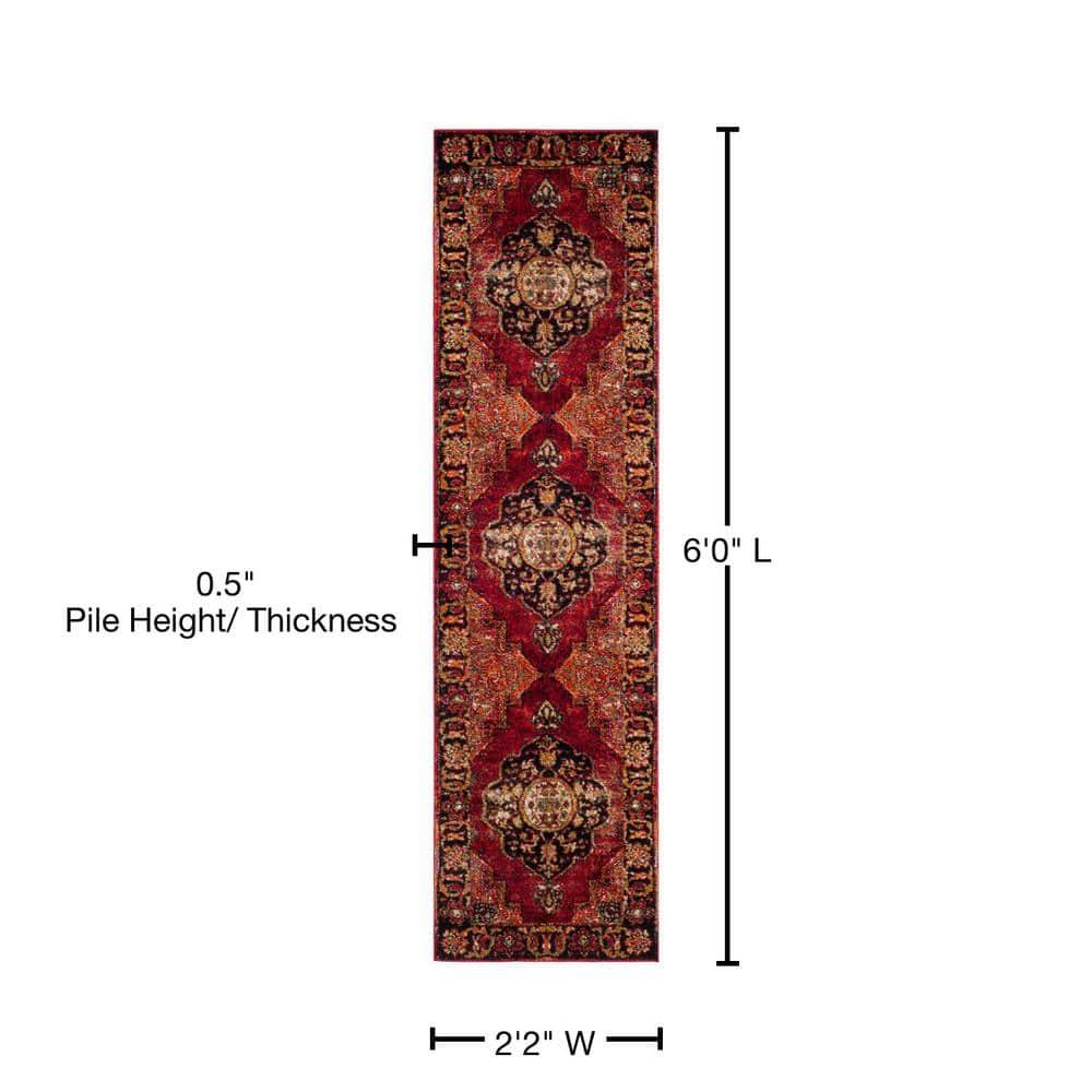 Vintage Hamadan VTH219 Power Loomed Indoor Runner Rug - Red/Multi - 2'3"x6' - Safavieh