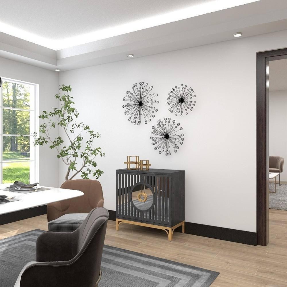 DecMode Black Metal Starburst Wall Decor with Crystal Embellishments (3 Count)