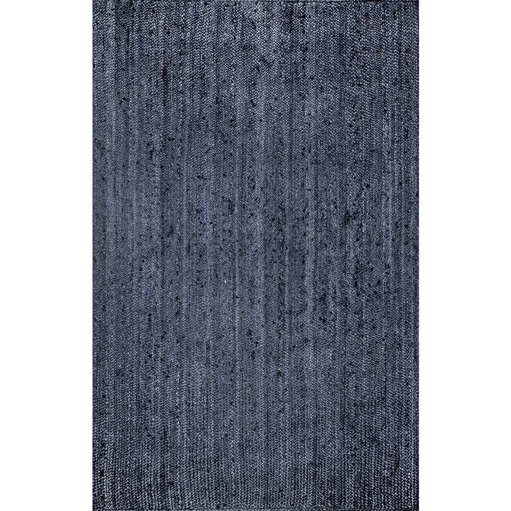 Nuloom 2x3 Rigo Jute Hand Woven Indoor Area Rug, Navy, Solid Farmhouse Design, Natural Fiber Bedroom, Living Room, Kitchen,