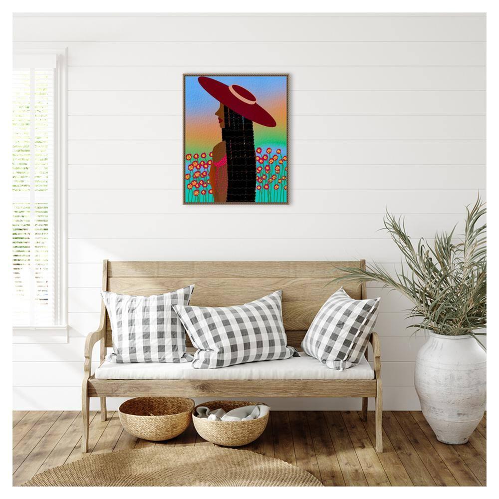 Amanti Art 23"x28" Lola Lady by Lorintheory Framed Canvas Wall Art Print Bronze : Modern Style, Polystyrene Frame, Lithograph Medium