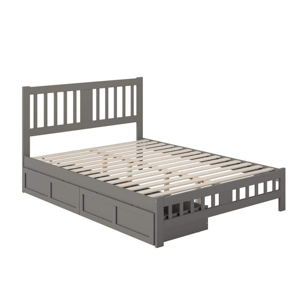 Tahoe Queen Bed with USB Turbo Charger & 2 Extra Long Drawers, Grey