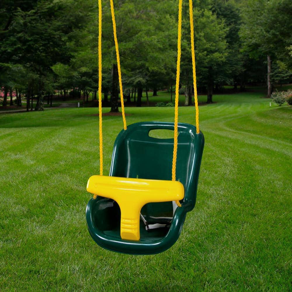 Swing-N-Slide Infant Swing, Safe and Study Toddler Swing for Swing Set- Green with Yellow Rope