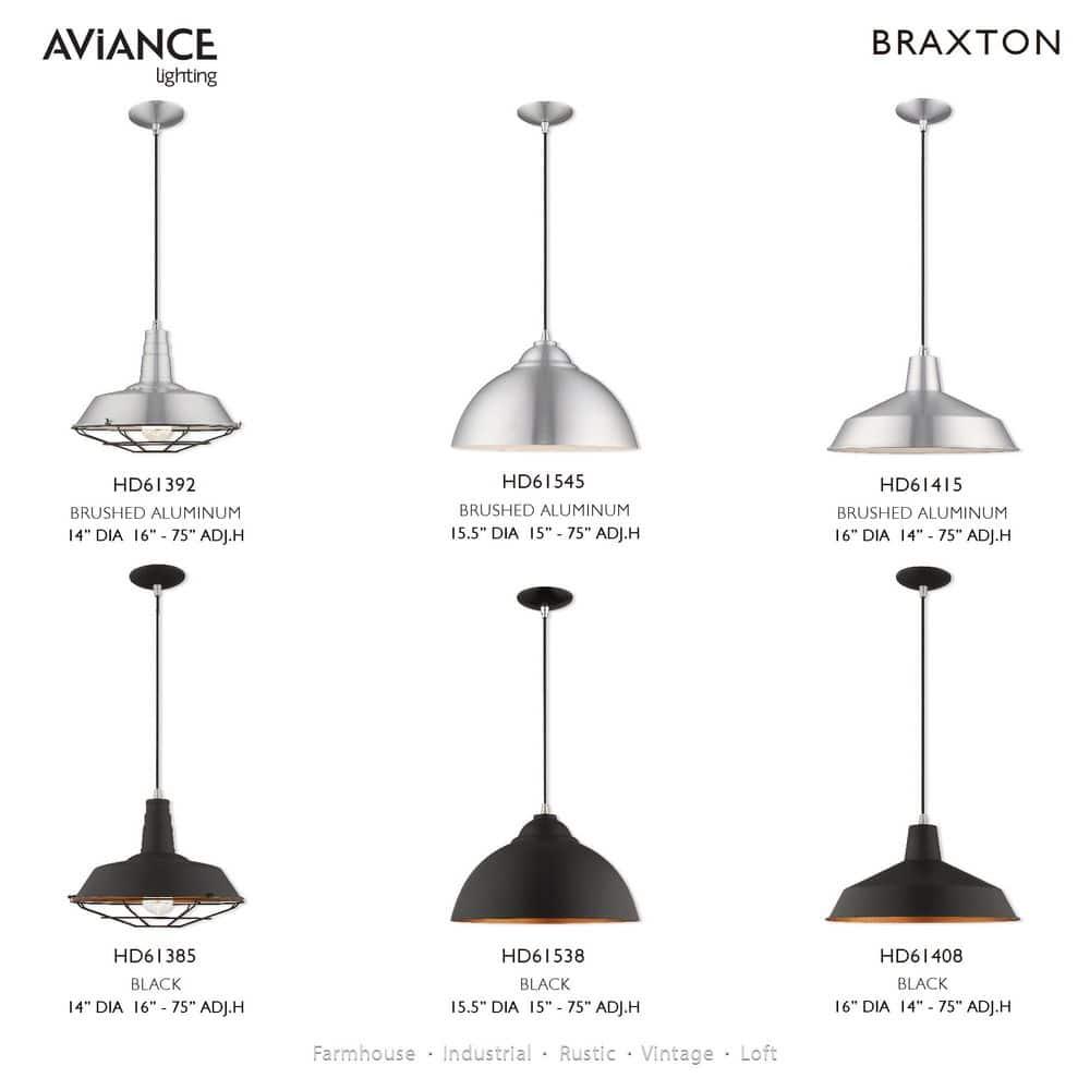 Livex Lighting Metal Shade 1 - Light Chandelier in  Black