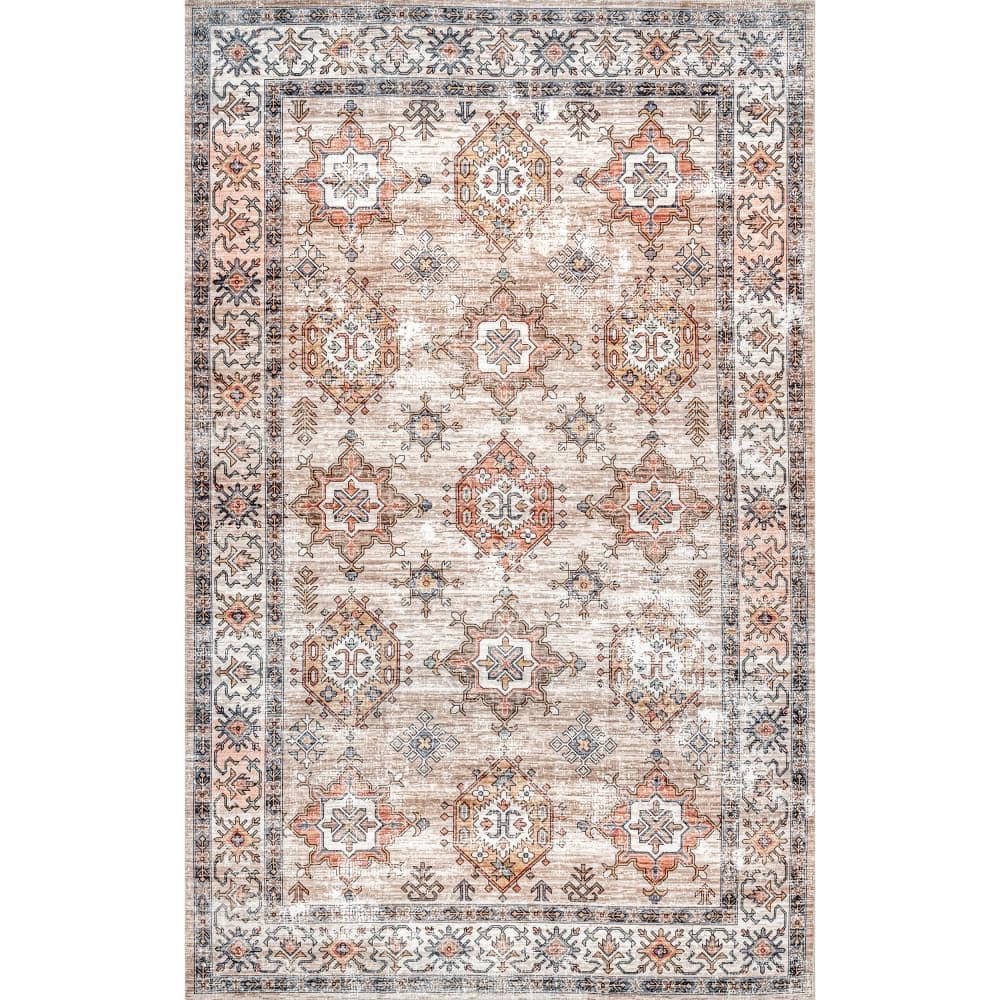 nuLOOM Finley Machine Washable Vintage Distressed Area Rug, 2' x 3', Beige