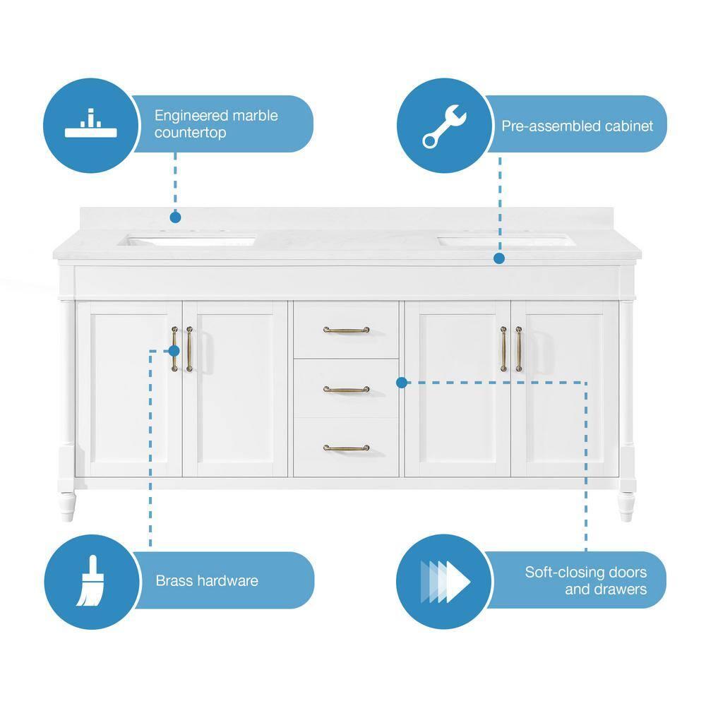 Ove Decors OVE Decors Salisbury 72 in. Double Sink Bathroom Vanity in Pure White