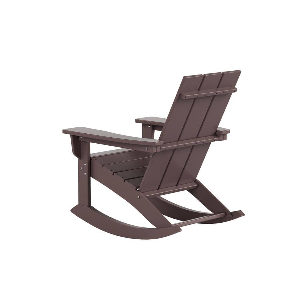 Polytrends  Shoreside Modern Eco-Friendly Poly Adirondack Rocking Chairs (Set of 2) Dark Brown