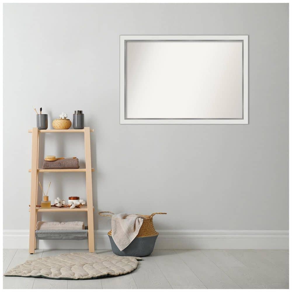 39" x 27" Non-Beveled Eva Narrow Bathroom Wall Mirror Gold - Amanti Art: Modern Polystyrene Framed, Includes Mounting Hardware