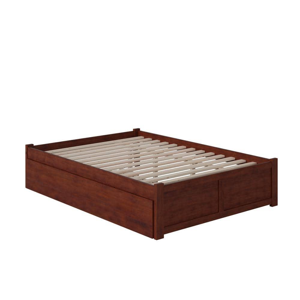 Concord Queen Bed with Footboard and Twin Extra Long Trundle in Walnut