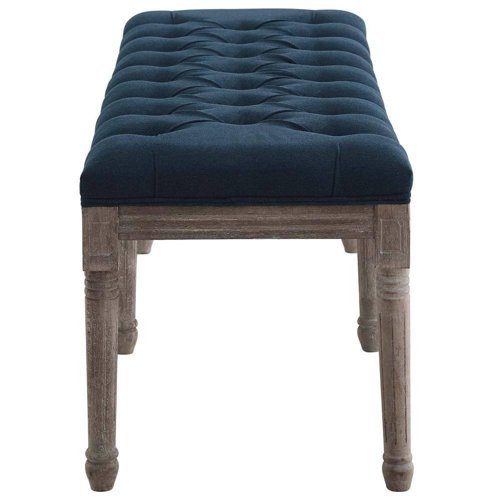 Province French Vintage Upholstered Fabric BenchNavy