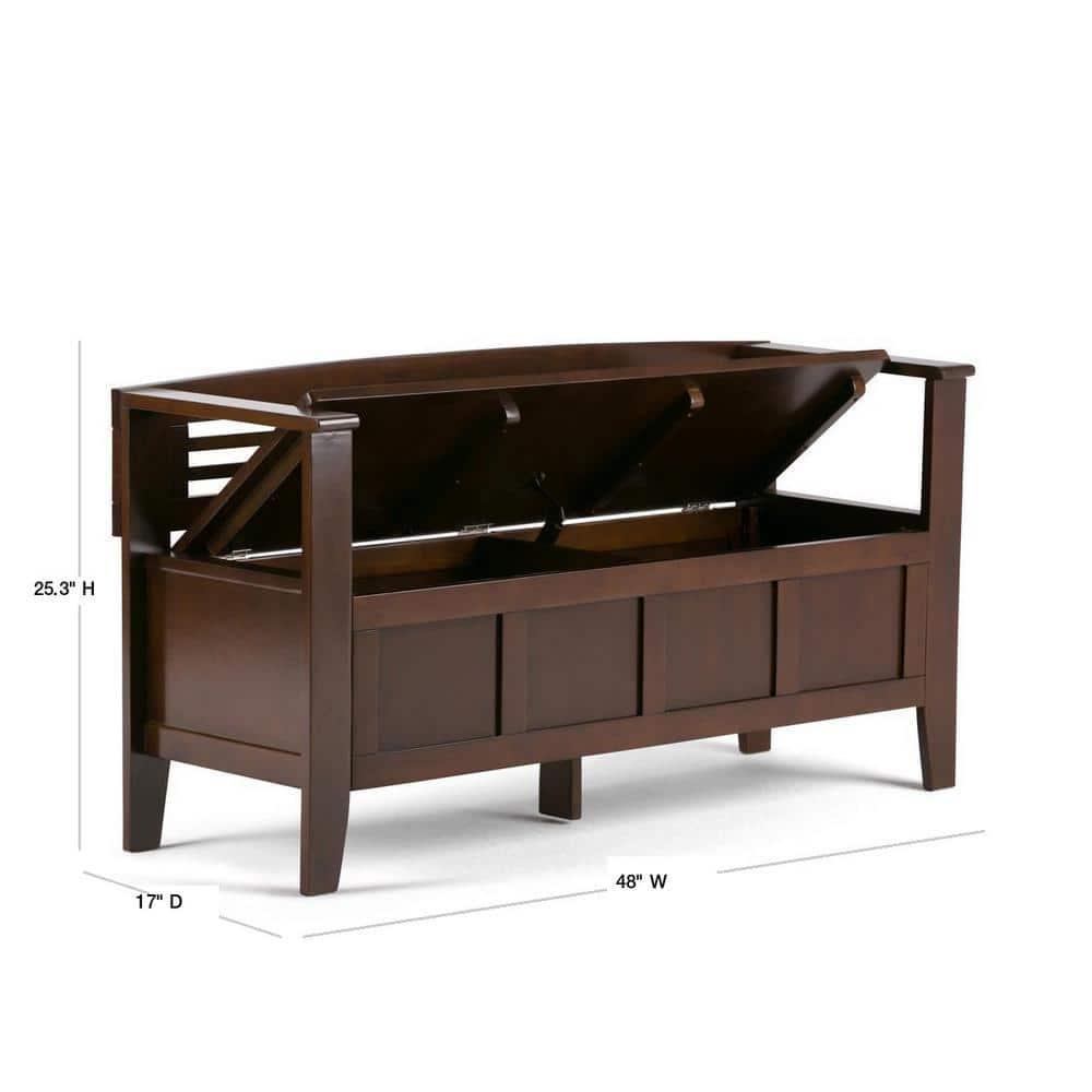 Simpli Home Adams 48"W Solid Wood Contemporary Entryway Storage Bench with Lift-Top Lid and Dual Compartments & Reviews | Wayfair