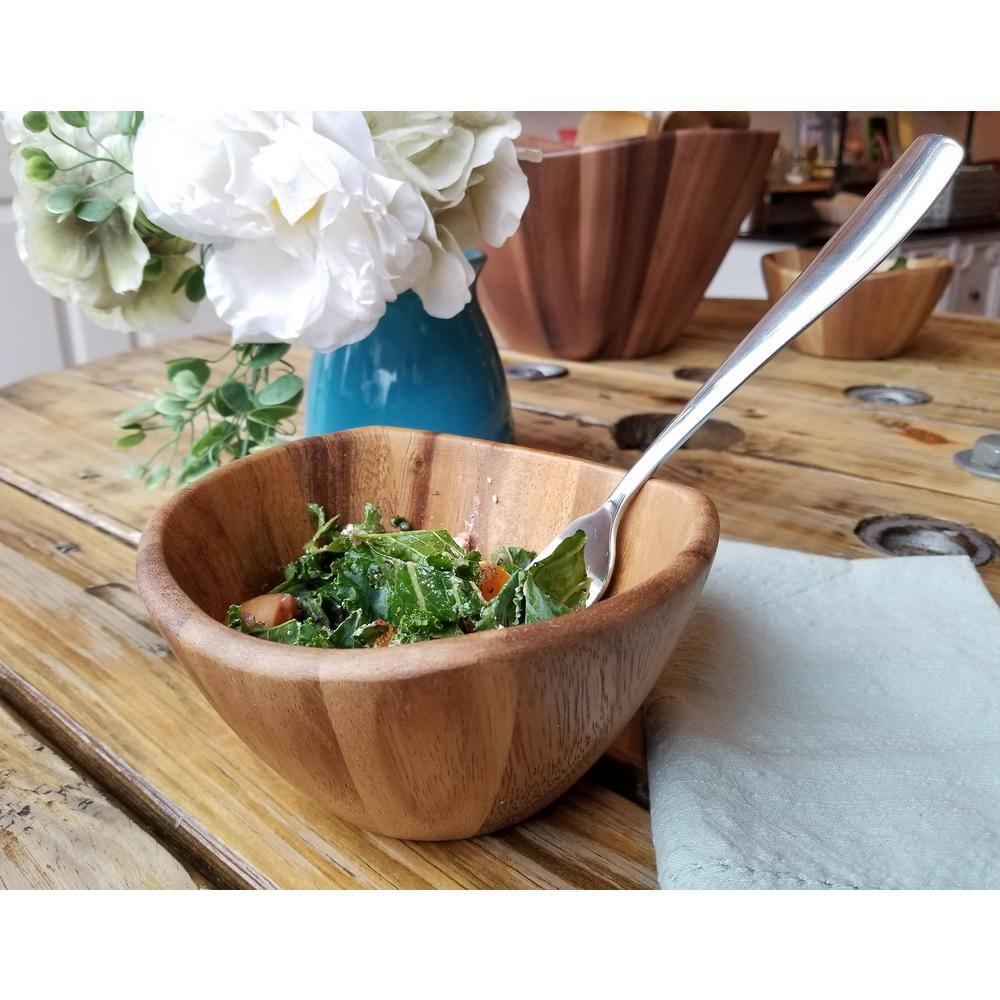 Lipper Acacia Wave Bowls, Set Of 4