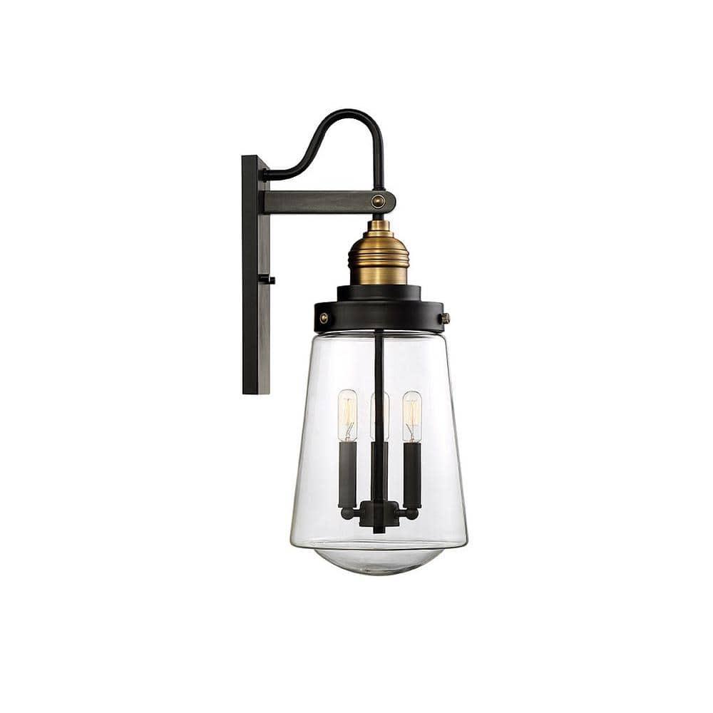 Savoy House Macauley 3 - Light Wall Light in  Vintage Black/Warm Brass