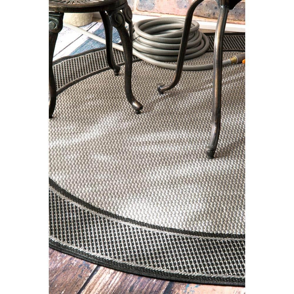 Nuloom Gris Bordered 2x3 Indoor/Outdoor Accent Rug for Living Room Patio Deck Front Porch Entryway Kitchen, Grey/Black