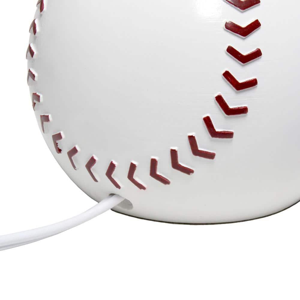 Grovelane SportsLite 11.5" Tall Athletic Sports Baseball Base Ceramic Bedside Table Desk Lamp with White Empire Fabric Shade with Red Trim