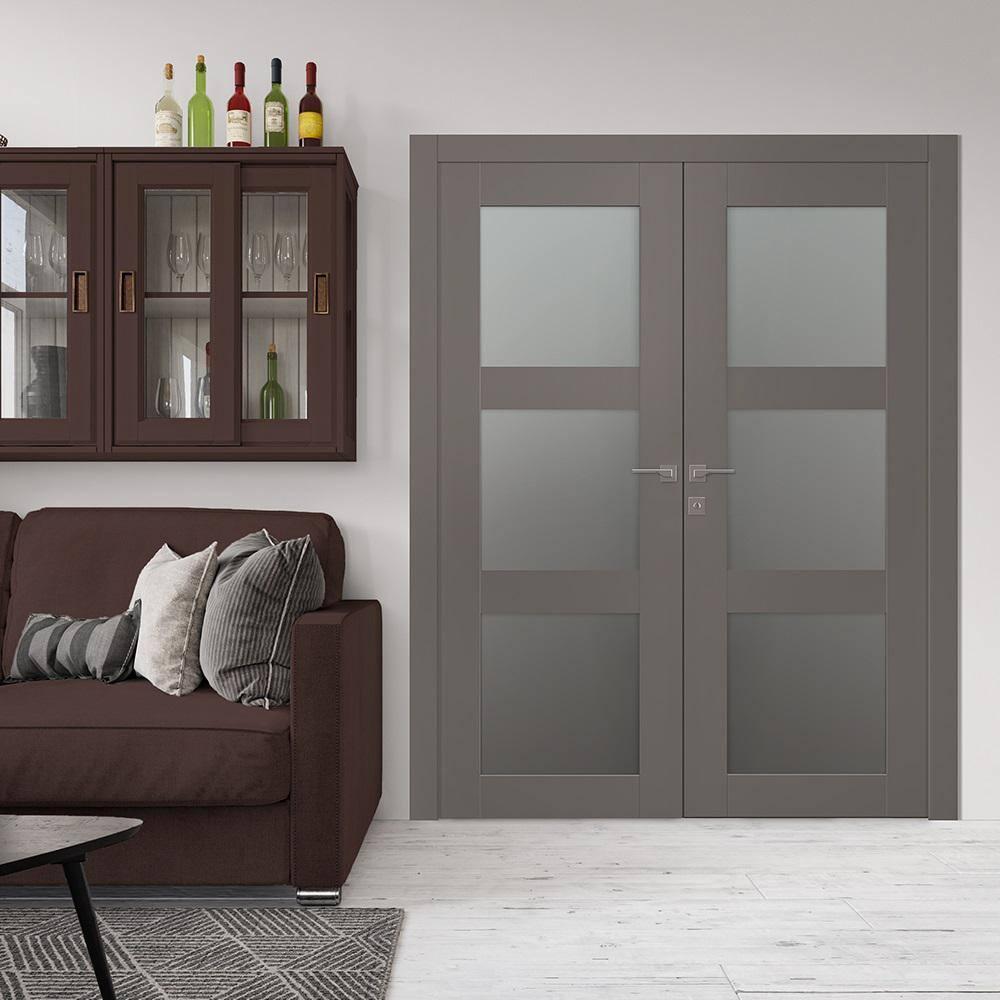 Belldinni Avon 3 Lite Manufactured Wood and Glass Composite Double Frech Doors