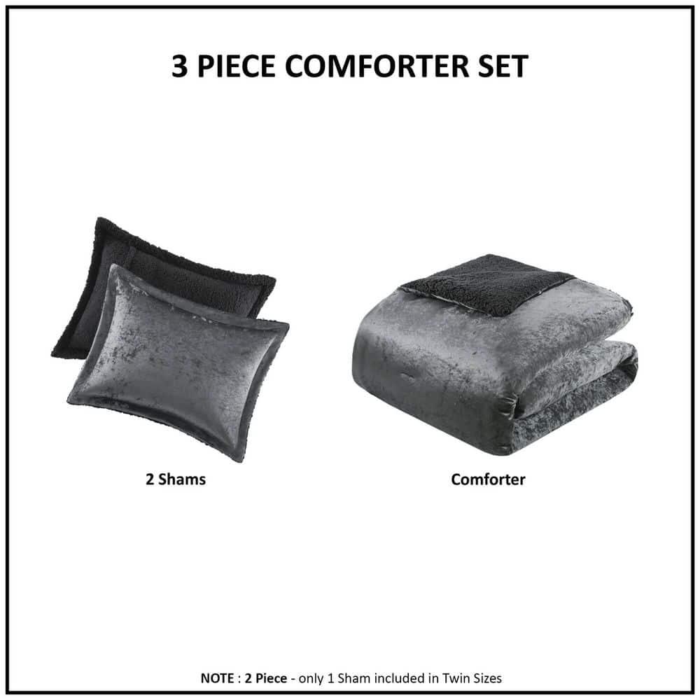 Intelligent Design Mira Crushed Velvet Sherpa Reversible Comforter Set & Reviews | Wayfair
