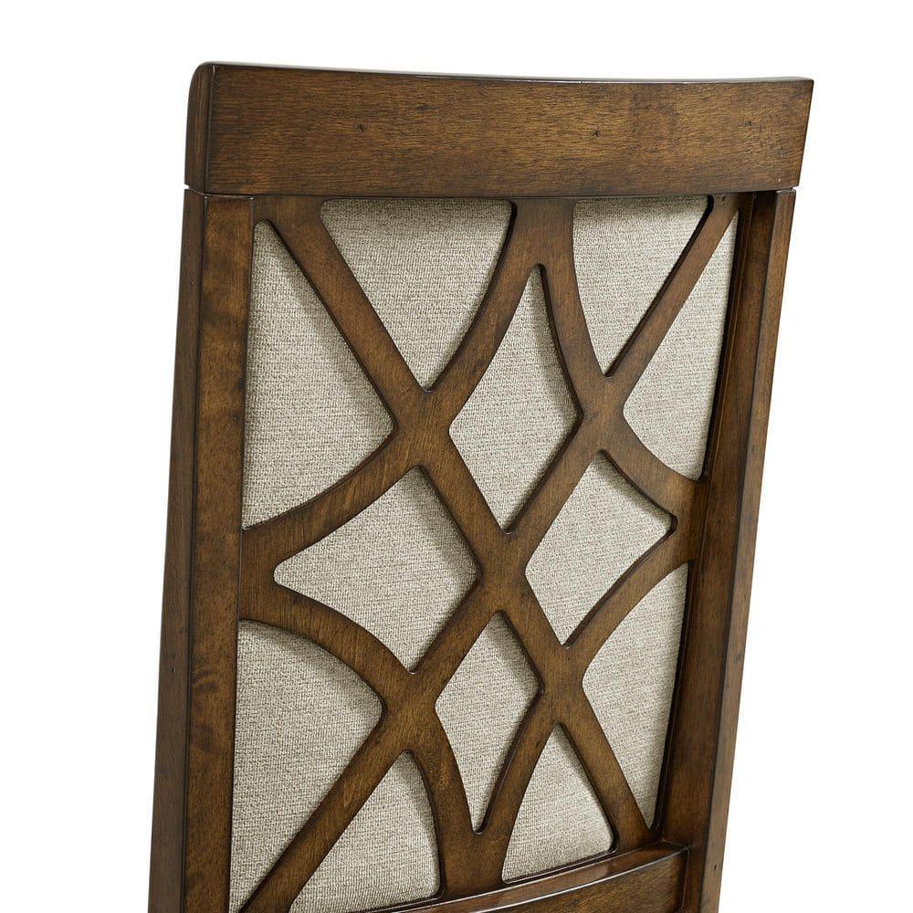 Picket House Furnishings Stark Dining Side Chair with Grey Fabric in Cherry (2 Per Carton) (Set of 2)