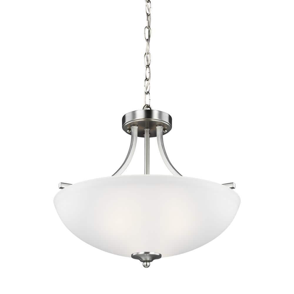Geary 3-Light Brushed Nickel Semi-Flush Mount Convertible Pendant
