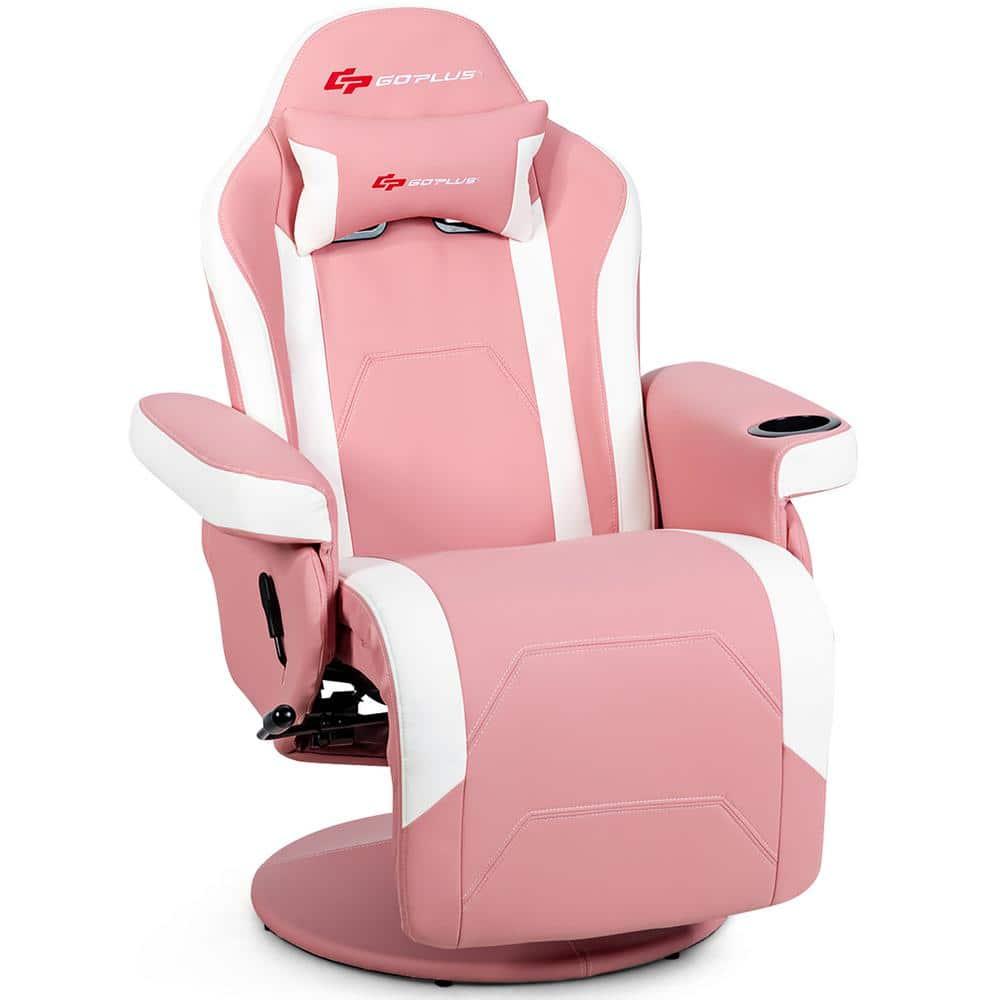 Costway Costway Goplus Reclining PC & Racing Game Chair with Footrest in Pink