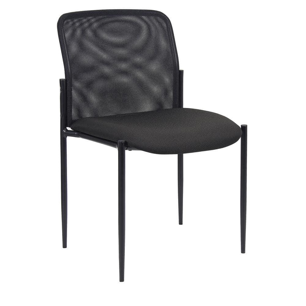 Mesh Guest Chair Black - Boss Office Products: Armless, Stackable, Metal Frame