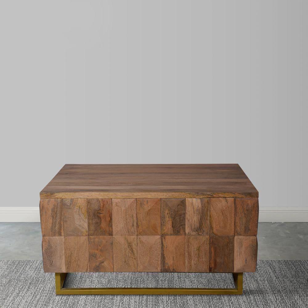 The Urban Port 33" Lift Top Storage Trunk Coffee Table Square Mango Wood Natural Brown