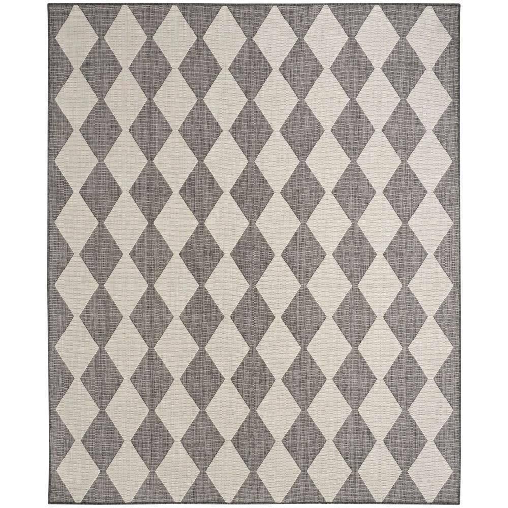 Nourison Positano 5' x 7' Charcoal Diamond Modern Flatweave Indoor/Outdoor Rug