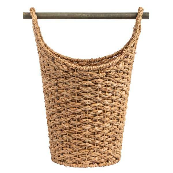 Desert Fields Bankuan Braided Oval Toilet Paper Basket with Wood Bar