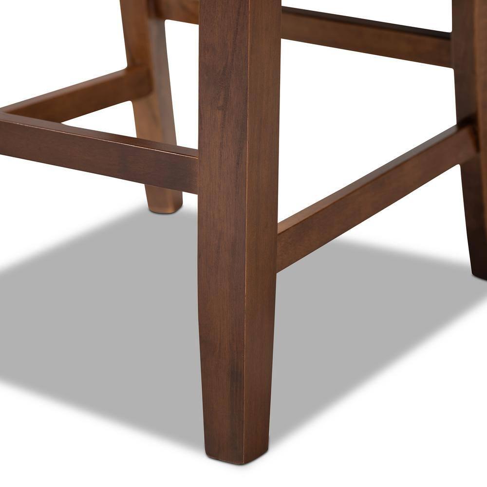 Set of 2 Caron Fabric Upholstered Wood Counter Height Pub Chair Set Gray/Walnut - Baxton Studio
