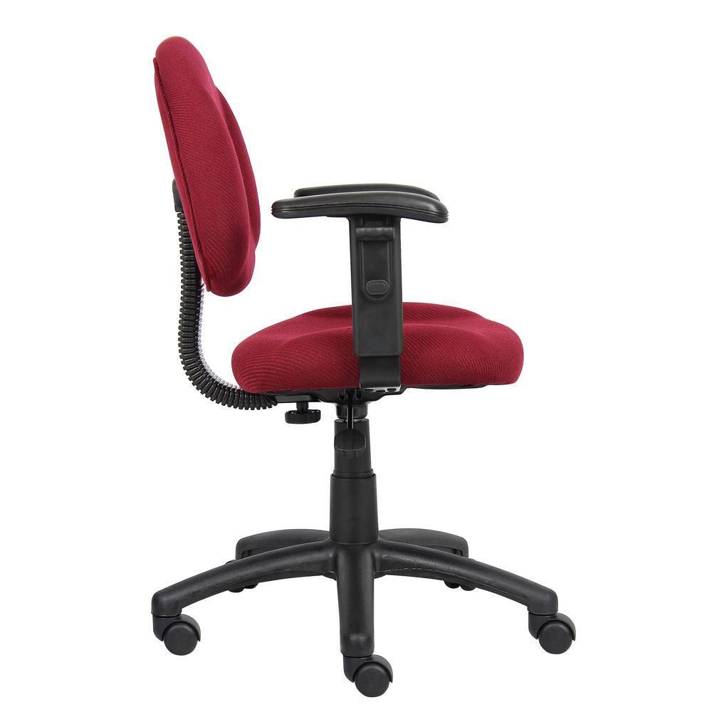 Deluxe Posture Chair with Adjustable Arms Burgundy - Boss Office Products: Ergonomic Swivel, Lumbar Support, Metal Frame