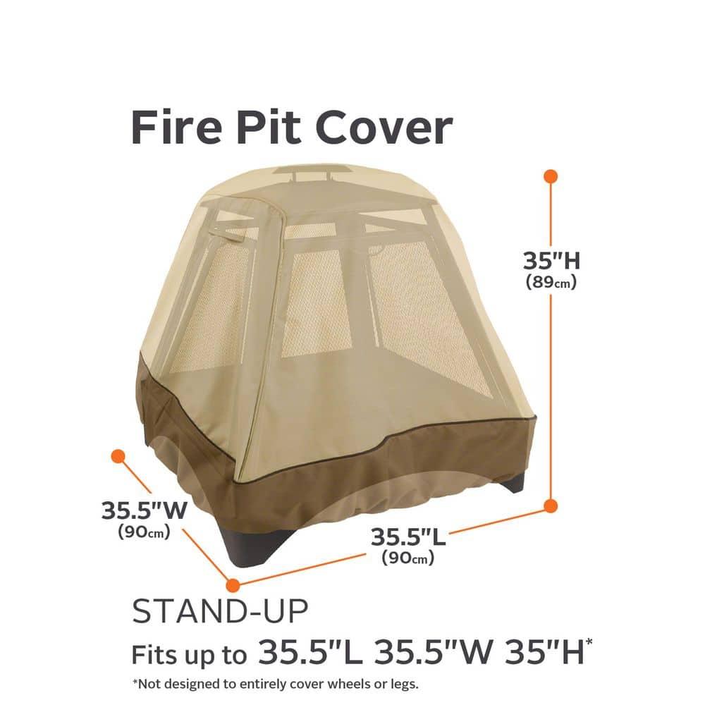 Classic Accessories Veranda Water-Resistant 35.5 Inch Stand-Up Fire Pit Cover